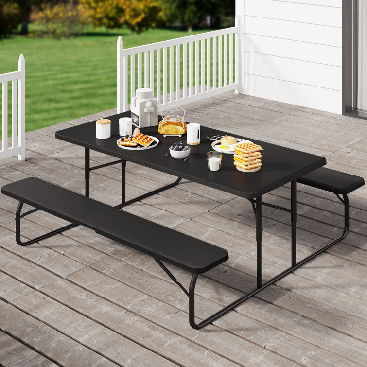 Arlmont & Co. Nadabus HDPE Rectangular Folding Picnic Table Set | Wayfair